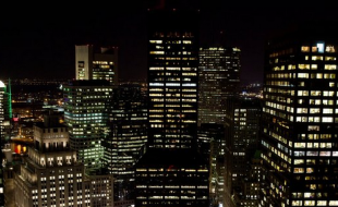 Boston skyscrapers at night